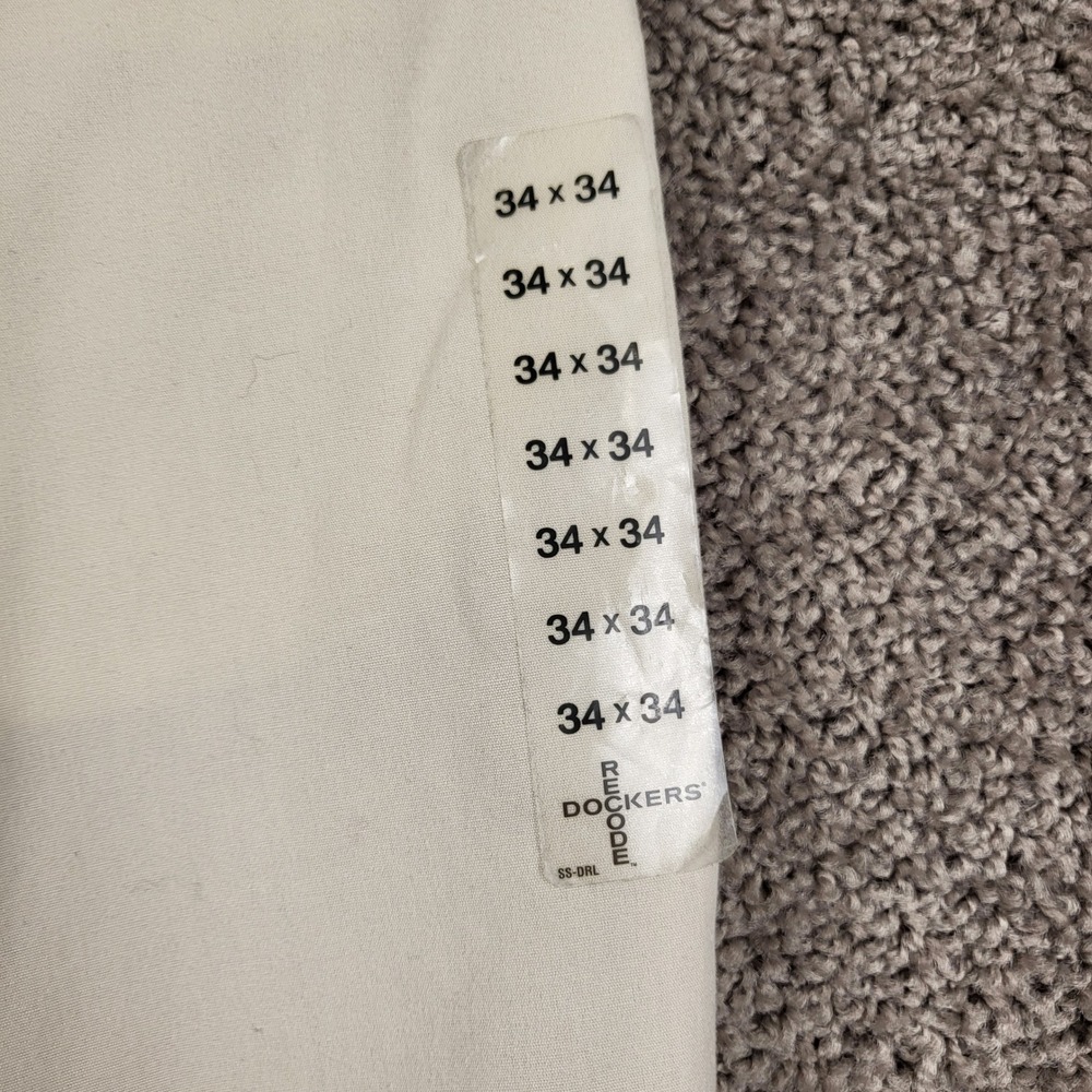 Dockers Relaxed Fit Pleated Cotton Micro Poplin Cuffed Mens Pants 34x34 Beige - Picture 4 of 10